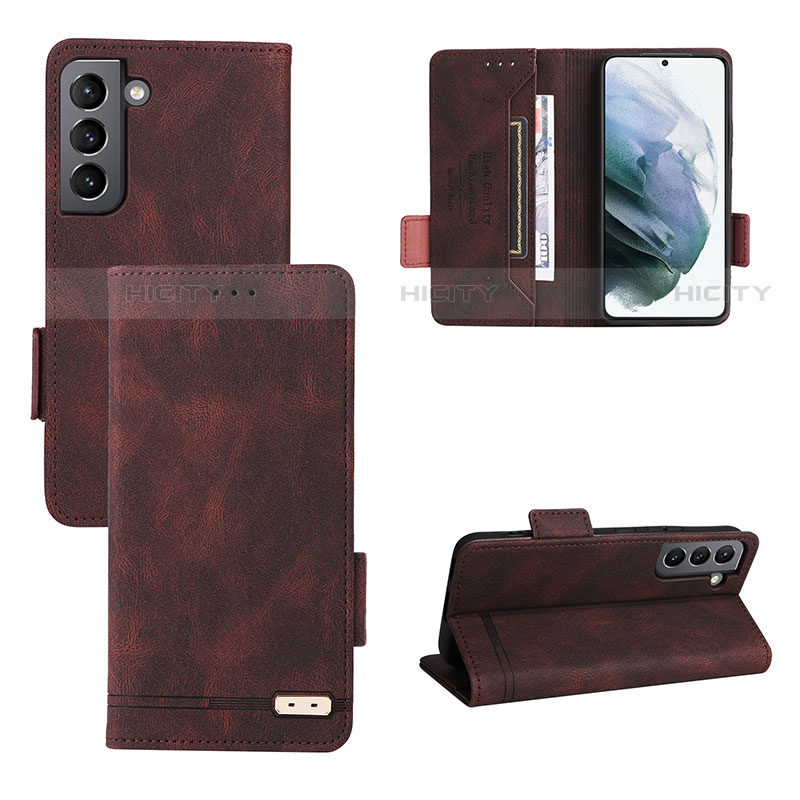 Coque Portefeuille Livre Cuir Etui Clapet L07Z pour Samsung Galaxy S21 Plus 5G Marron Plus