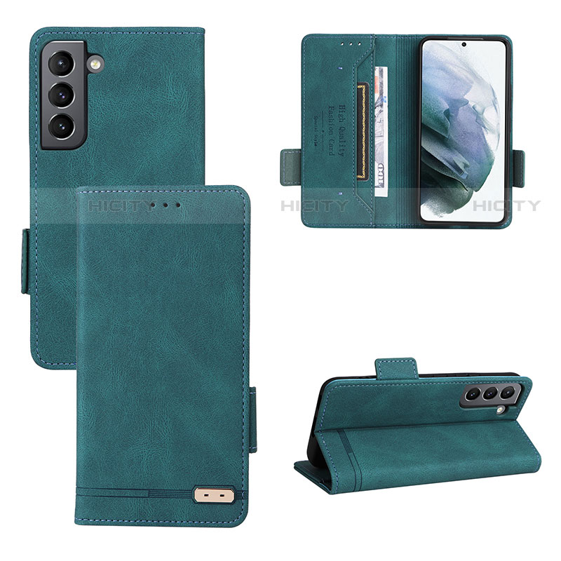 Coque Portefeuille Livre Cuir Etui Clapet L07Z pour Samsung Galaxy S21 Plus 5G Vert Plus