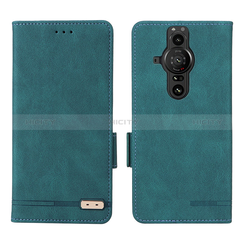 Coque Portefeuille Livre Cuir Etui Clapet L07Z pour Sony Xperia PRO-I Vert Plus