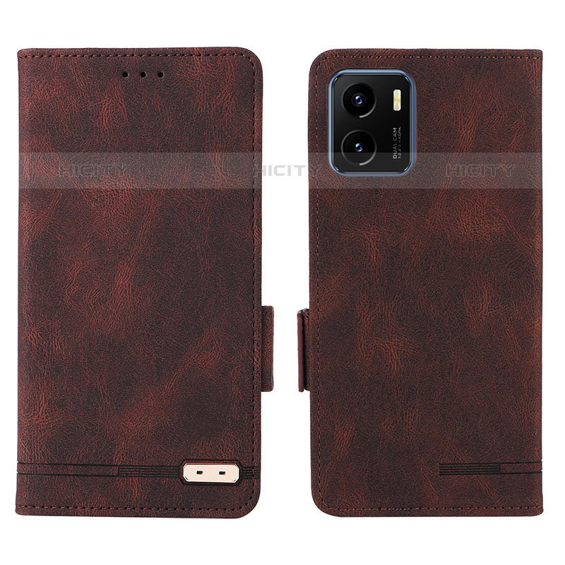 Coque Portefeuille Livre Cuir Etui Clapet L07Z pour Vivo iQOO U5x Marron Plus