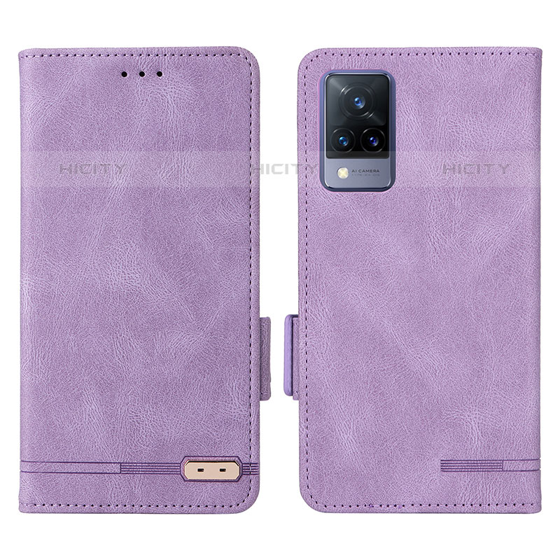 Coque Portefeuille Livre Cuir Etui Clapet L07Z pour Vivo V21s 5G Violet Plus