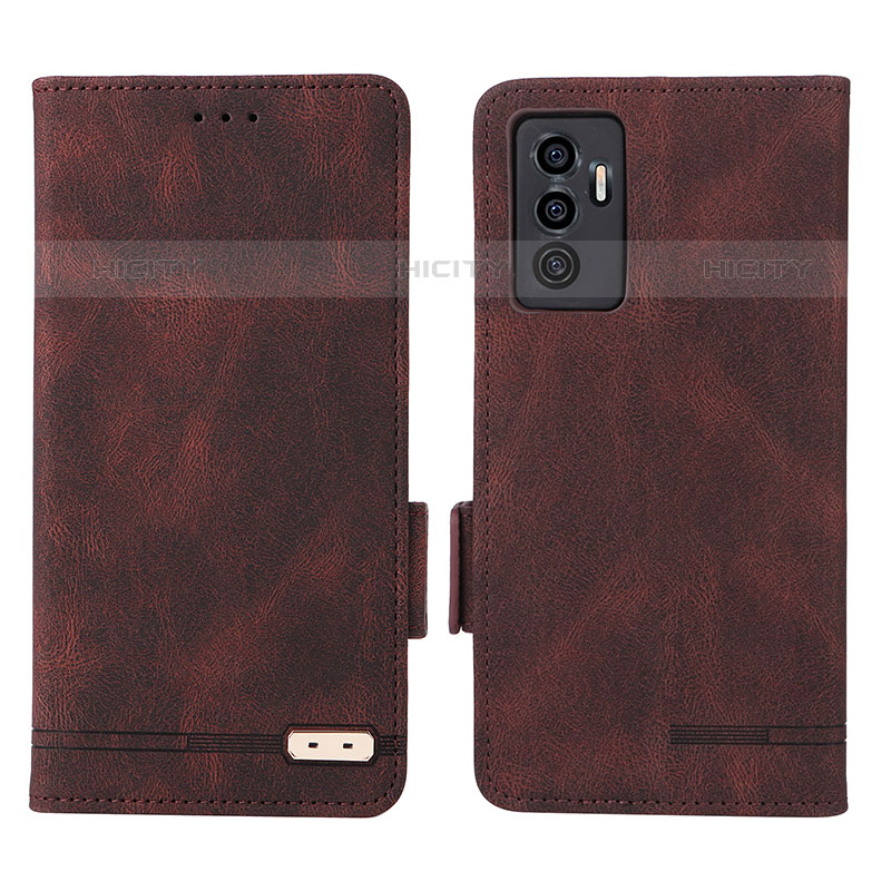 Coque Portefeuille Livre Cuir Etui Clapet L07Z pour Vivo V23e 5G Marron Plus