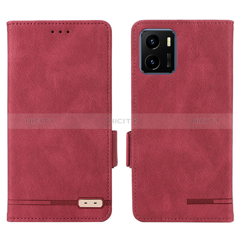 Coque Portefeuille Livre Cuir Etui Clapet L07Z pour Vivo Y01 Rouge Plus