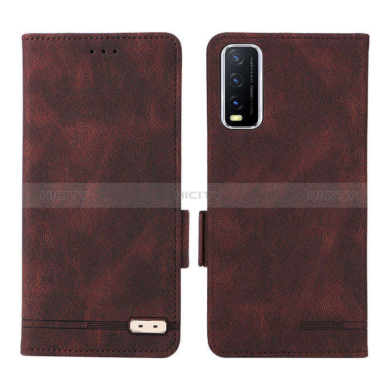 Coque Portefeuille Livre Cuir Etui Clapet L07Z pour Vivo Y12A Marron Plus