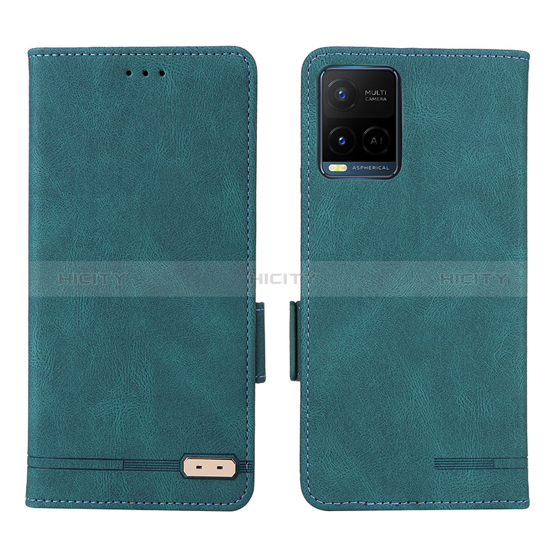 Coque Portefeuille Livre Cuir Etui Clapet L07Z pour Vivo Y21 Vert Plus