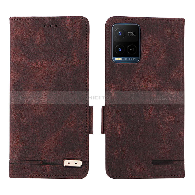 Coque Portefeuille Livre Cuir Etui Clapet L07Z pour Vivo Y21a Marron Plus