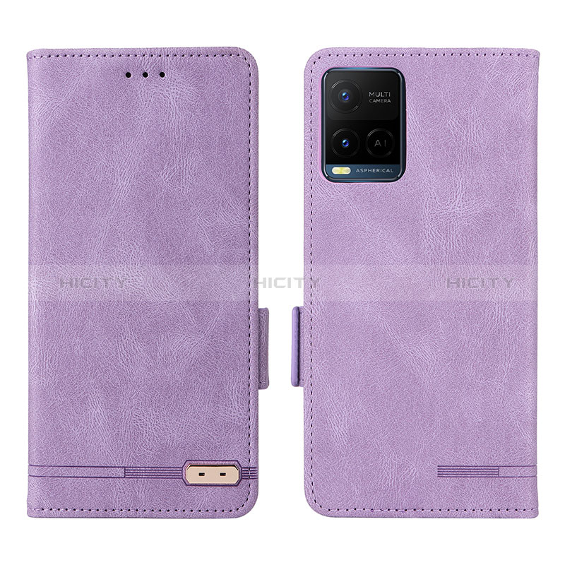 Coque Portefeuille Livre Cuir Etui Clapet L07Z pour Vivo Y21G Violet Plus