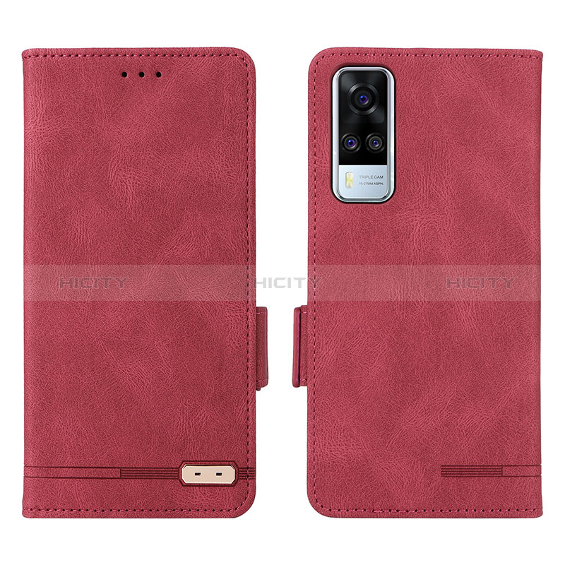 Coque Portefeuille Livre Cuir Etui Clapet L07Z pour Vivo Y31 (2021) Rouge Plus