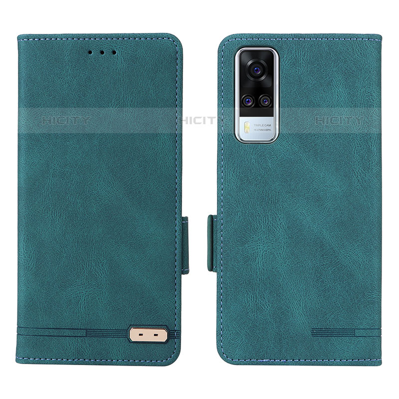 Coque Portefeuille Livre Cuir Etui Clapet L07Z pour Vivo Y51A Vert Plus