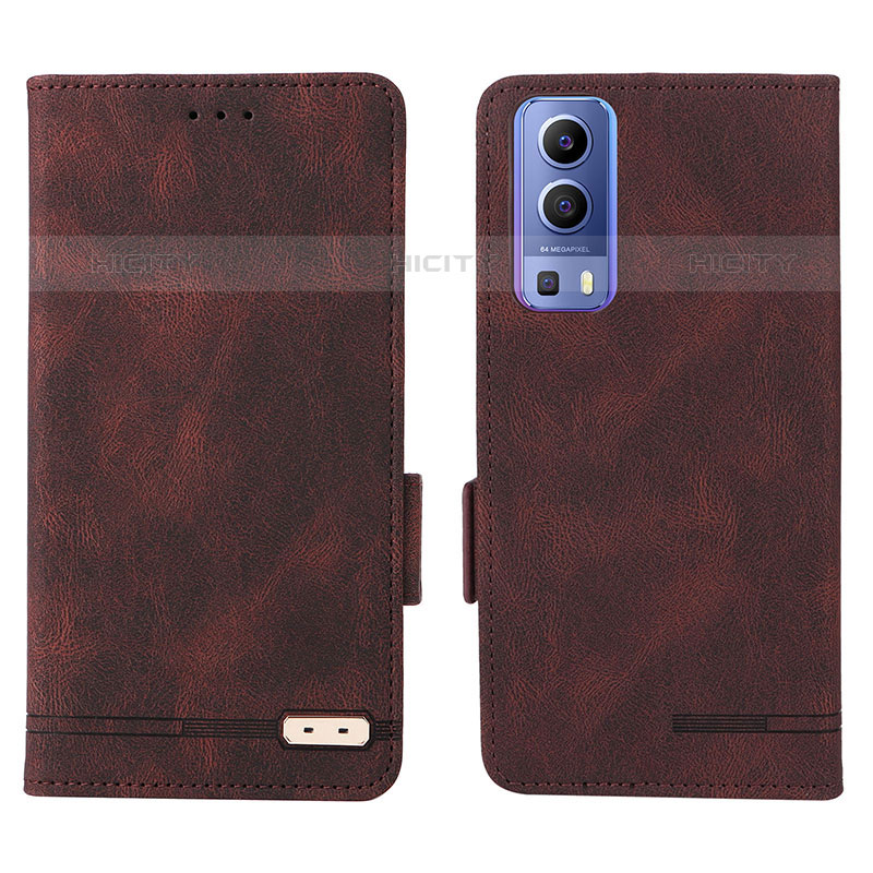 Coque Portefeuille Livre Cuir Etui Clapet L07Z pour Vivo Y52 5G Marron Plus