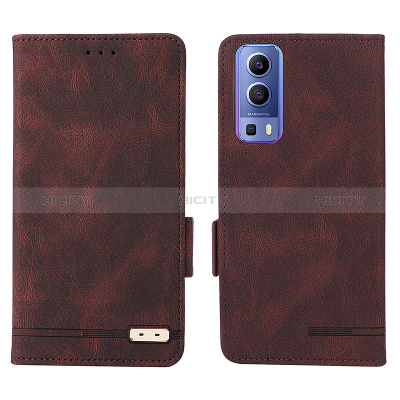 Coque Portefeuille Livre Cuir Etui Clapet L07Z pour Vivo Y72 5G Marron Plus