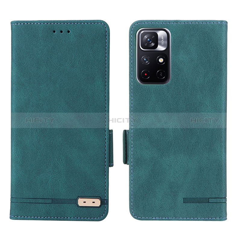 Coque Portefeuille Livre Cuir Etui Clapet L07Z pour Xiaomi Poco M4 Pro 5G Vert Plus