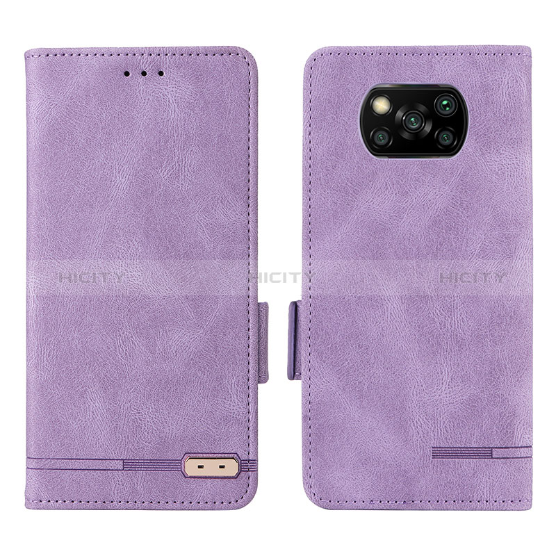 Coque Portefeuille Livre Cuir Etui Clapet L07Z pour Xiaomi Poco X3 NFC Violet Plus