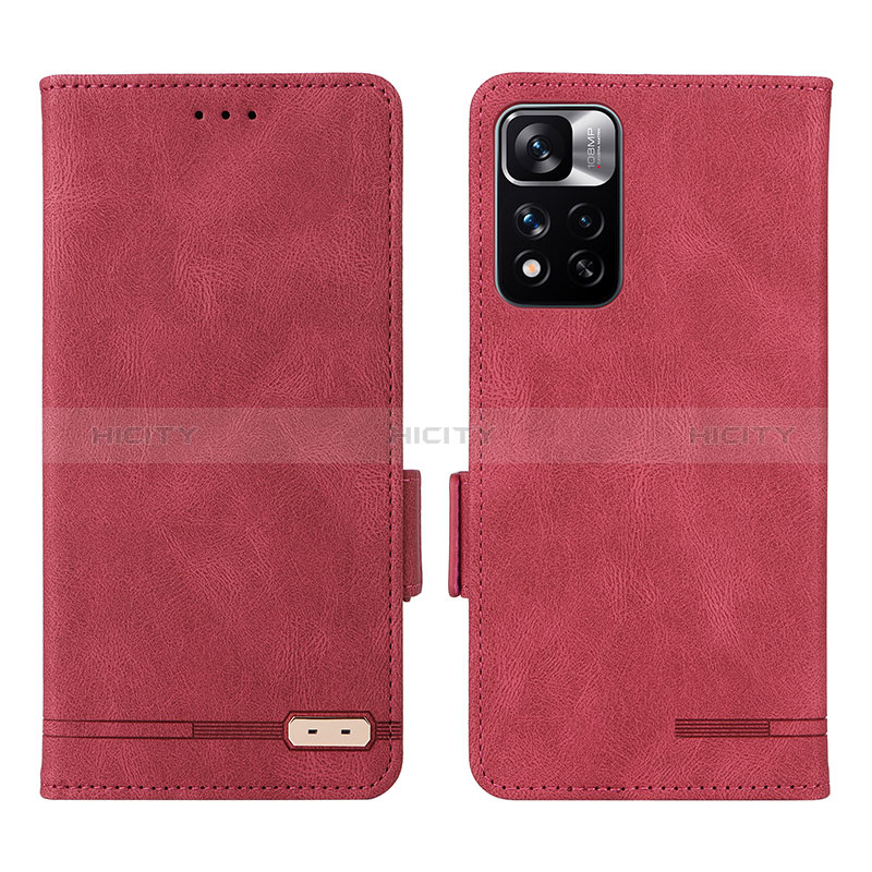 Coque Portefeuille Livre Cuir Etui Clapet L07Z pour Xiaomi Redmi Note 11 Pro+ Plus 5G Rouge Plus