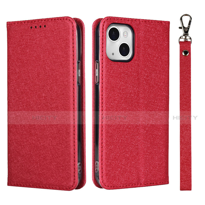 Coque Portefeuille Livre Cuir Etui Clapet L08 pour Apple iPhone 14 Rouge Plus