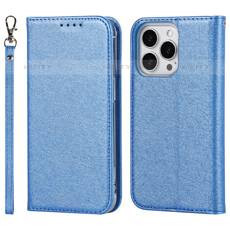 Coque Portefeuille Livre Cuir Etui Clapet L08 pour Apple iPhone 16 Pro Bleu Plus