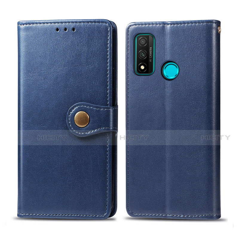 Coque Portefeuille Livre Cuir Etui Clapet L08 pour Huawei P Smart (2020) Bleu Plus