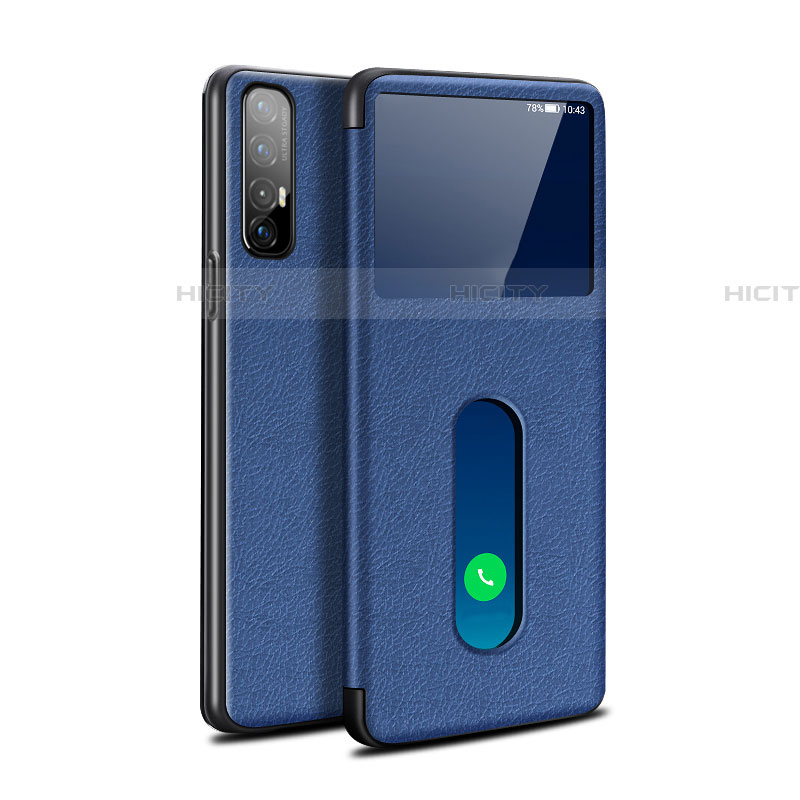 Coque Portefeuille Livre Cuir Etui Clapet L08 pour Oppo Find X2 Neo Bleu Plus