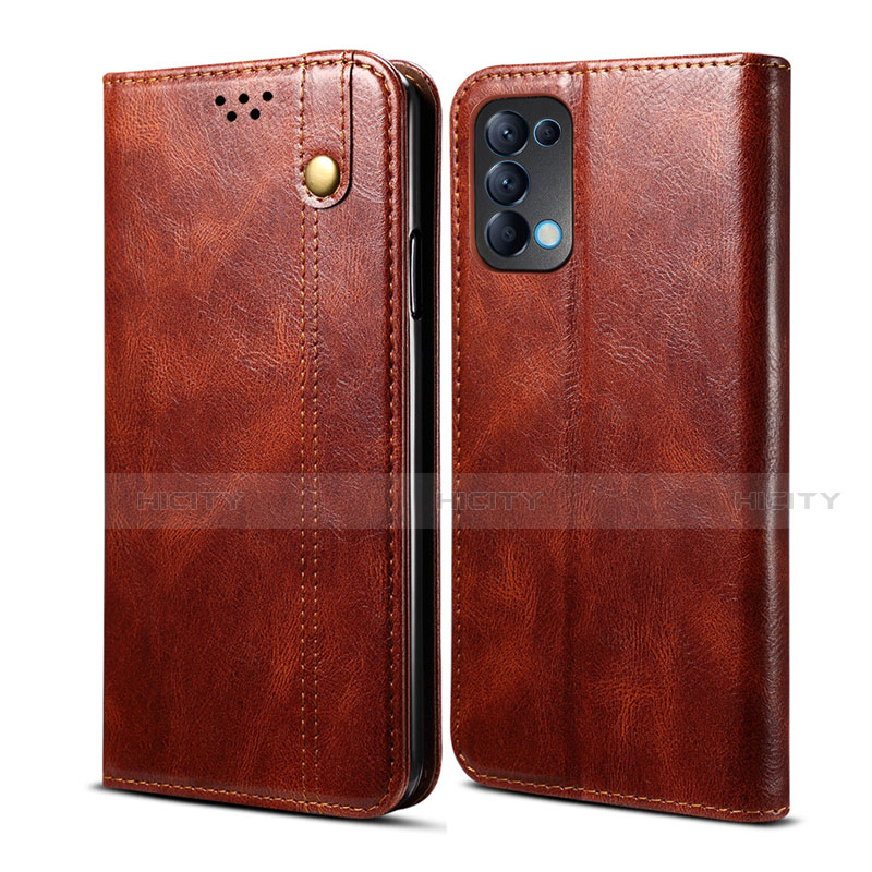 Coque Portefeuille Livre Cuir Etui Clapet L08 pour Oppo Reno5 5G Marron Plus