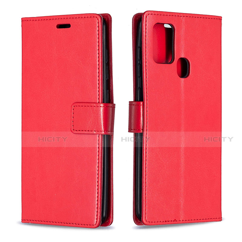 Coque Portefeuille Livre Cuir Etui Clapet L08 pour Samsung Galaxy A21s Rouge Plus