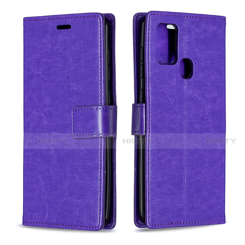 Coque Portefeuille Livre Cuir Etui Clapet L08 pour Samsung Galaxy A21s Violet Plus