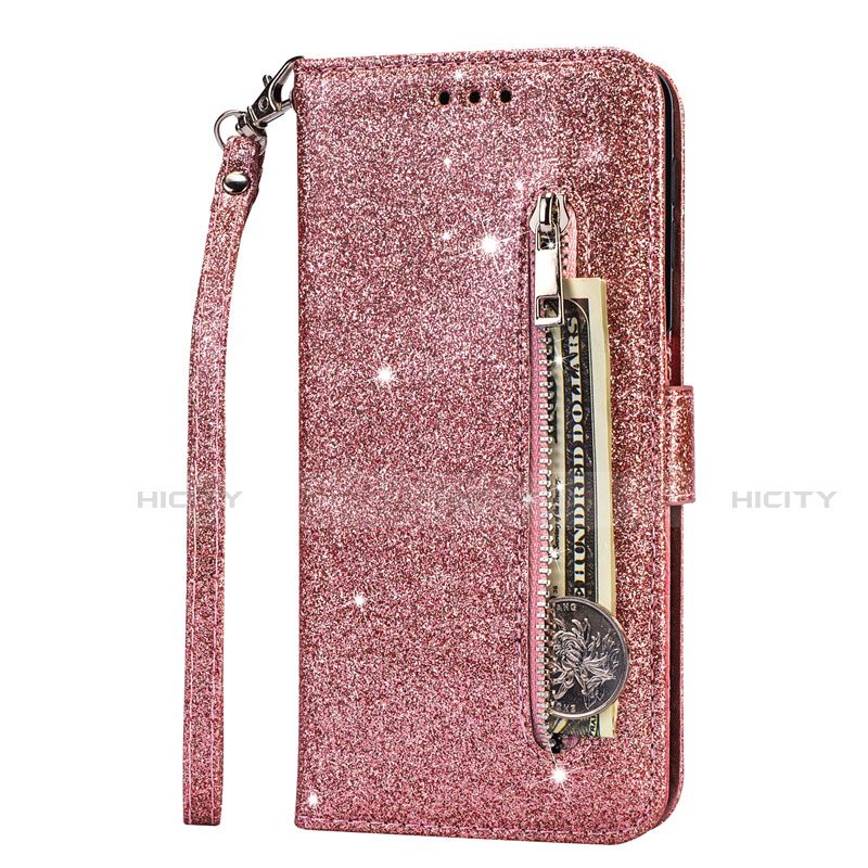 Coque Portefeuille Livre Cuir Etui Clapet L08 pour Samsung Galaxy S20 Ultra 5G Or Rose Plus