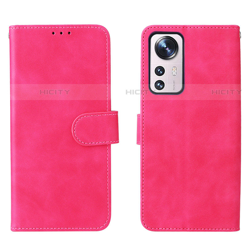 Coque Portefeuille Livre Cuir Etui Clapet L08 pour Xiaomi Mi 12S 5G Rose Rouge Plus