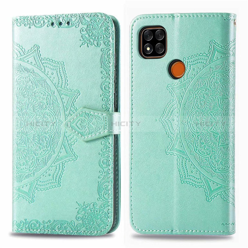 Coque Portefeuille Livre Cuir Etui Clapet L08 pour Xiaomi POCO C3 Pastel Vert Plus