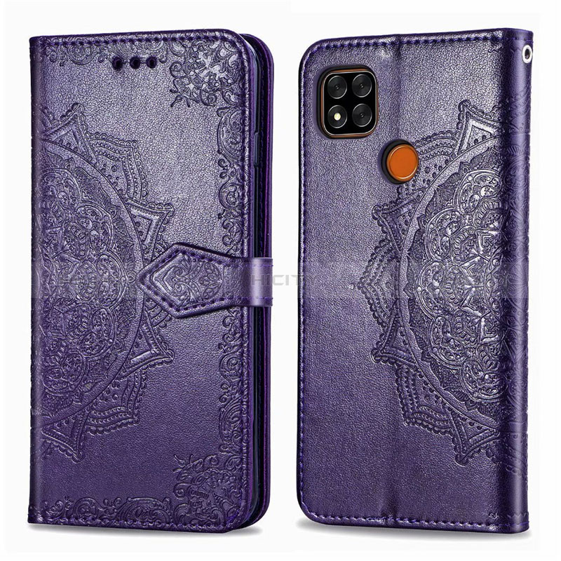 Coque Portefeuille Livre Cuir Etui Clapet L08 pour Xiaomi POCO C3 Violet Plus