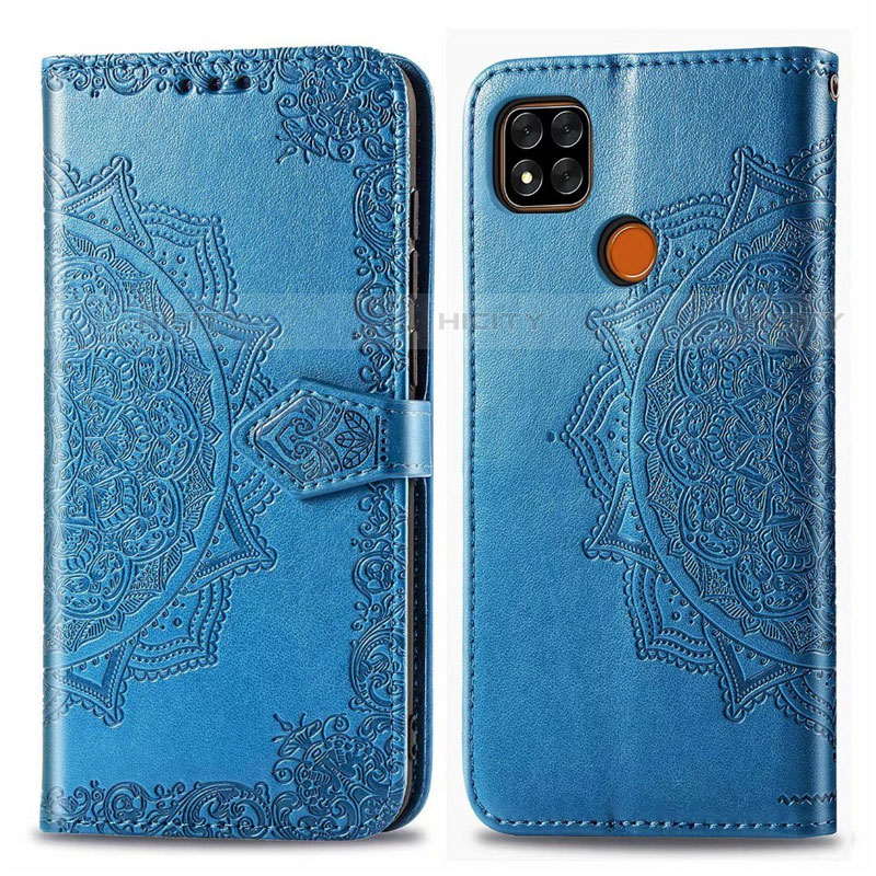 Coque Portefeuille Livre Cuir Etui Clapet L08 pour Xiaomi Redmi 9 India Bleu Plus