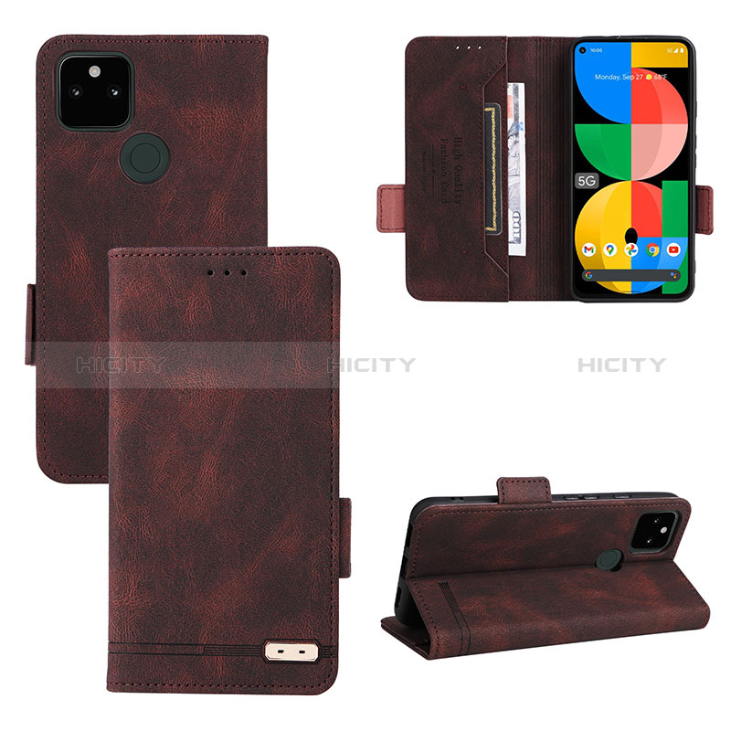 Coque Portefeuille Livre Cuir Etui Clapet L08Z pour Google Pixel 5a 5G Marron Plus