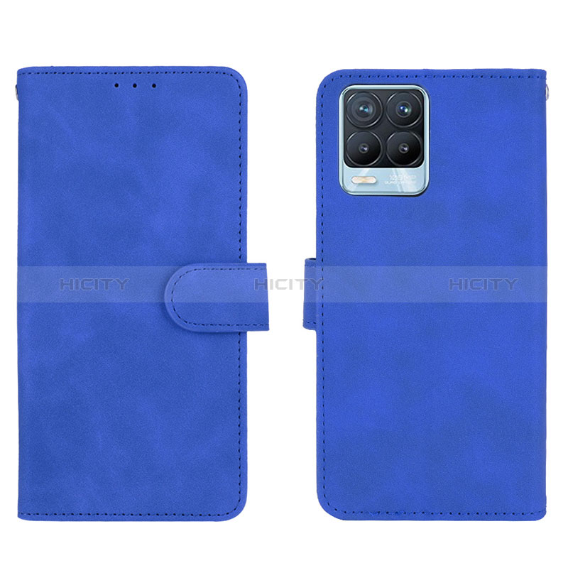 Coque Portefeuille Livre Cuir Etui Clapet L08Z pour Realme 8 4G Bleu Plus