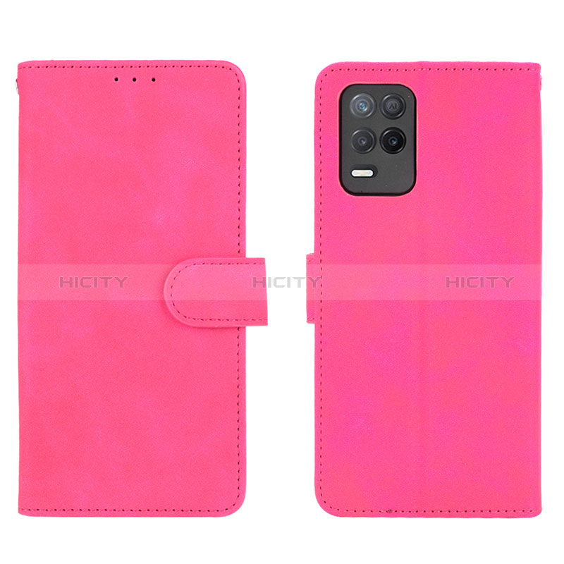 Coque Portefeuille Livre Cuir Etui Clapet L08Z pour Realme 8 5G Rose Rouge Plus