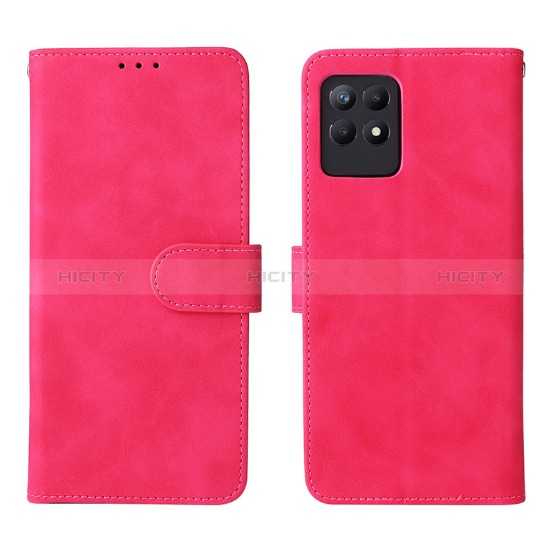 Coque Portefeuille Livre Cuir Etui Clapet L08Z pour Realme 8i Rose Rouge Plus