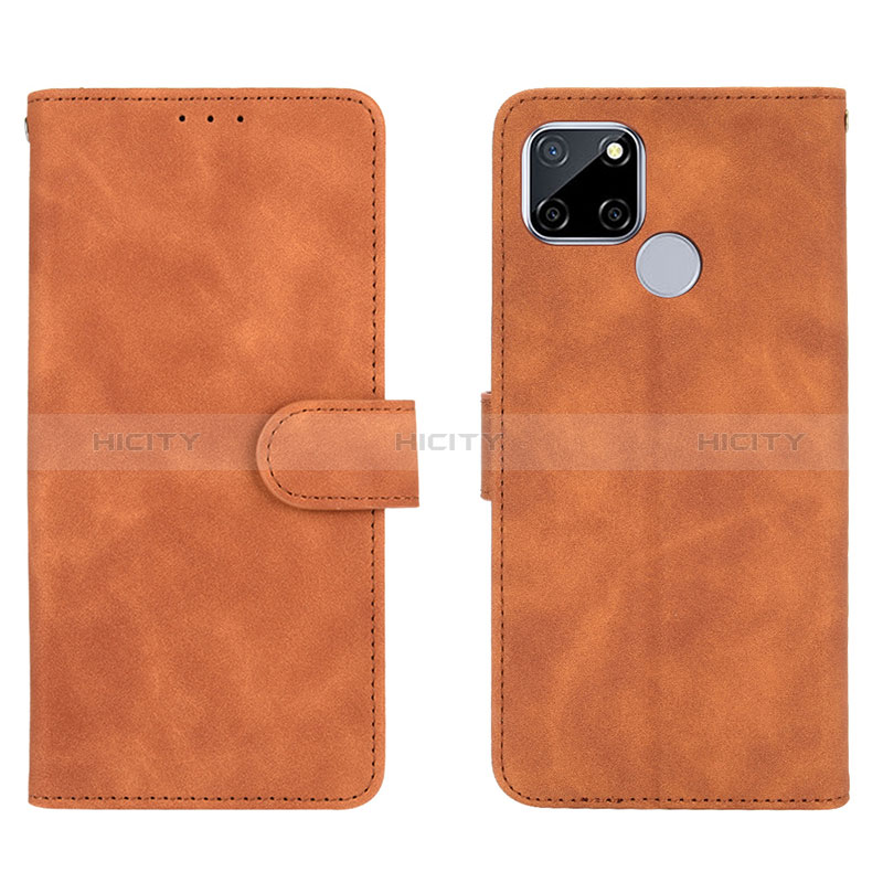 Coque Portefeuille Livre Cuir Etui Clapet L08Z pour Realme C25 Marron Plus