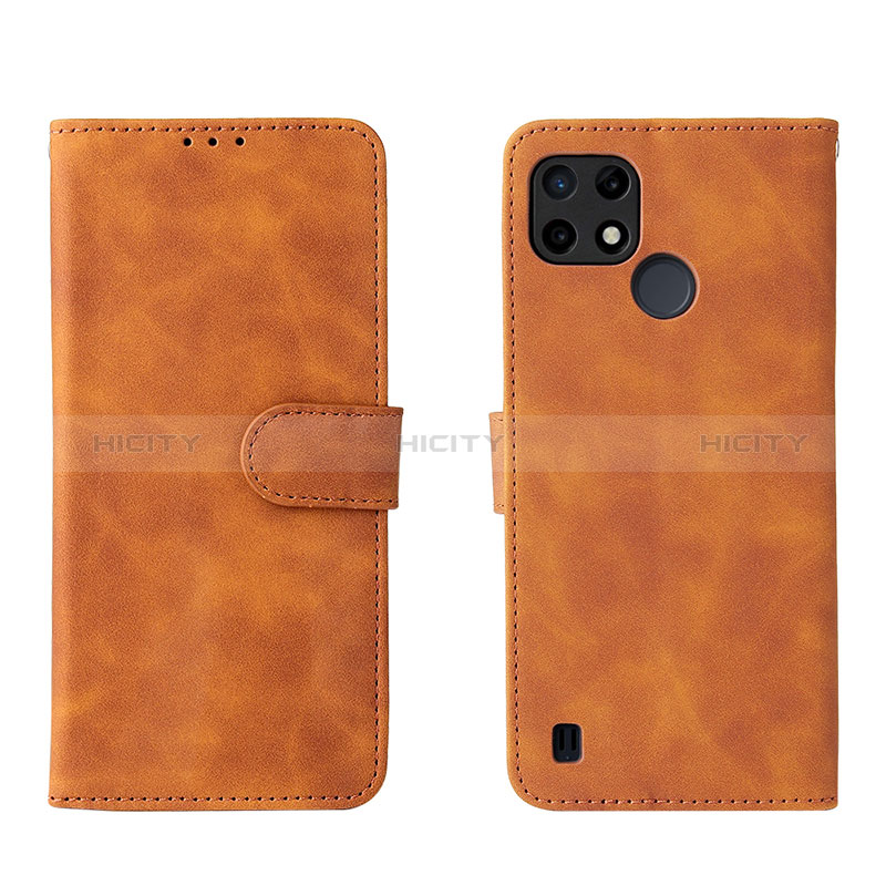 Coque Portefeuille Livre Cuir Etui Clapet L08Z pour Realme C25Y India Marron Plus