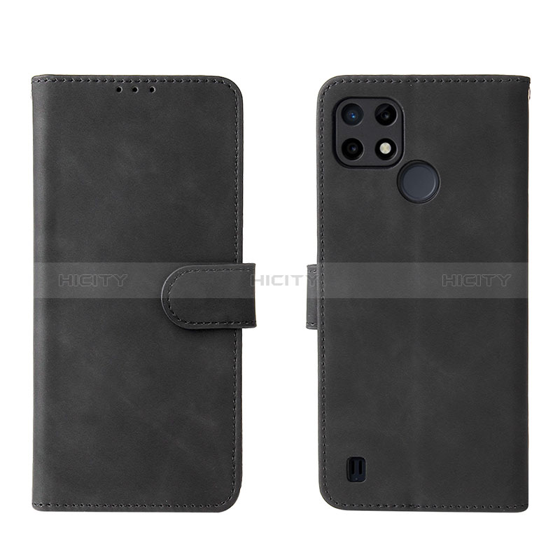 Coque Portefeuille Livre Cuir Etui Clapet L08Z pour Realme C25Y India Noir Plus