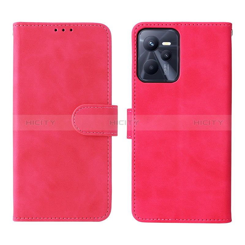 Coque Portefeuille Livre Cuir Etui Clapet L08Z pour Realme C35 Rose Rouge Plus