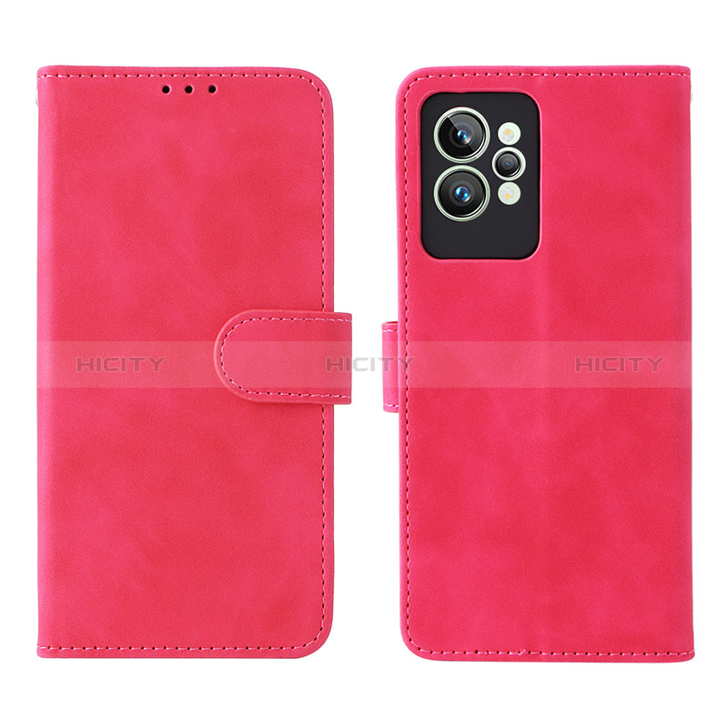 Coque Portefeuille Livre Cuir Etui Clapet L08Z pour Realme GT2 Pro 5G Rose Rouge Plus