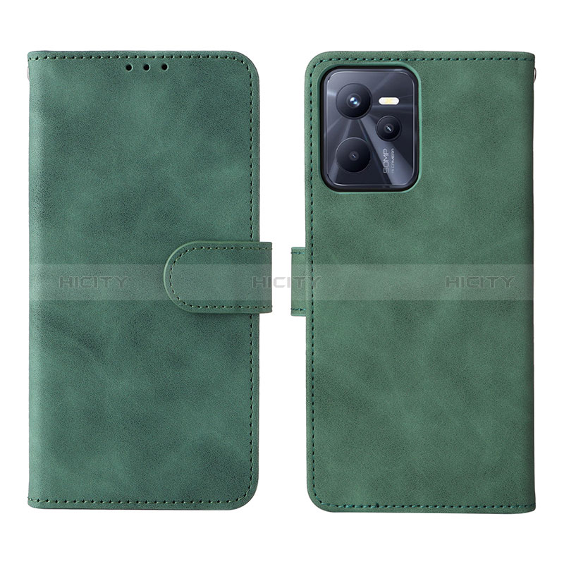 Coque Portefeuille Livre Cuir Etui Clapet L08Z pour Realme Narzo 50A Prime Vert Plus