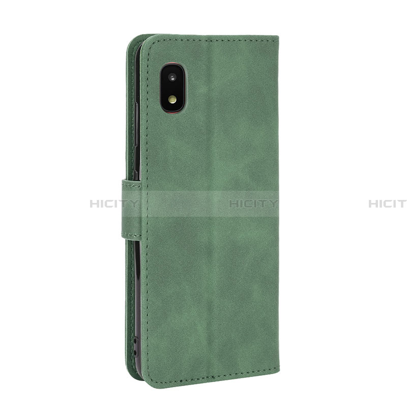 Coque Portefeuille Livre Cuir Etui Clapet L08Z pour Samsung Galaxy A21 SC-42A Vert Plus