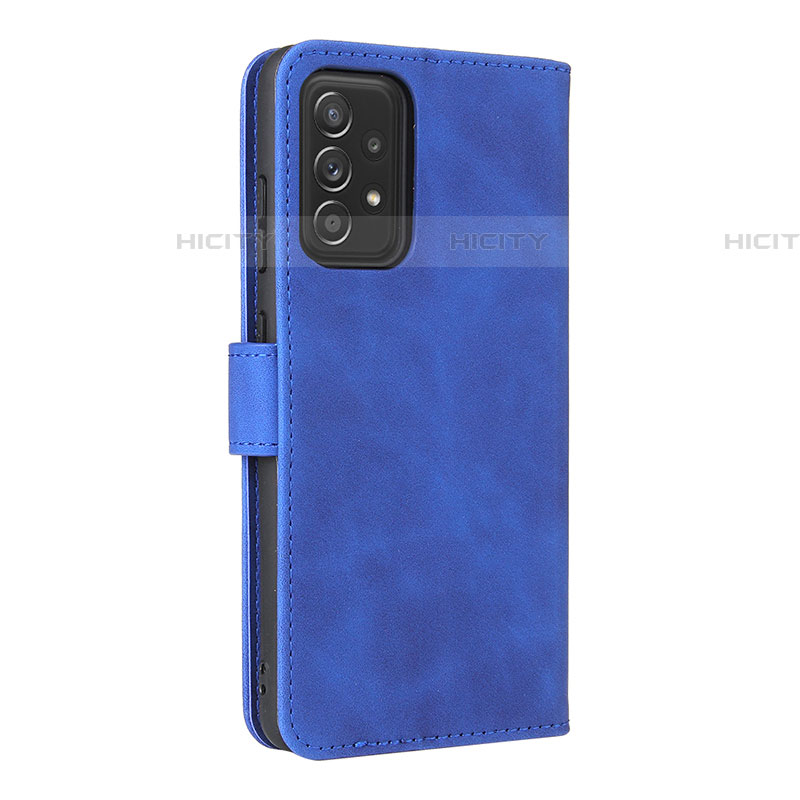 Coque Portefeuille Livre Cuir Etui Clapet L08Z pour Samsung Galaxy A52 5G Bleu Plus