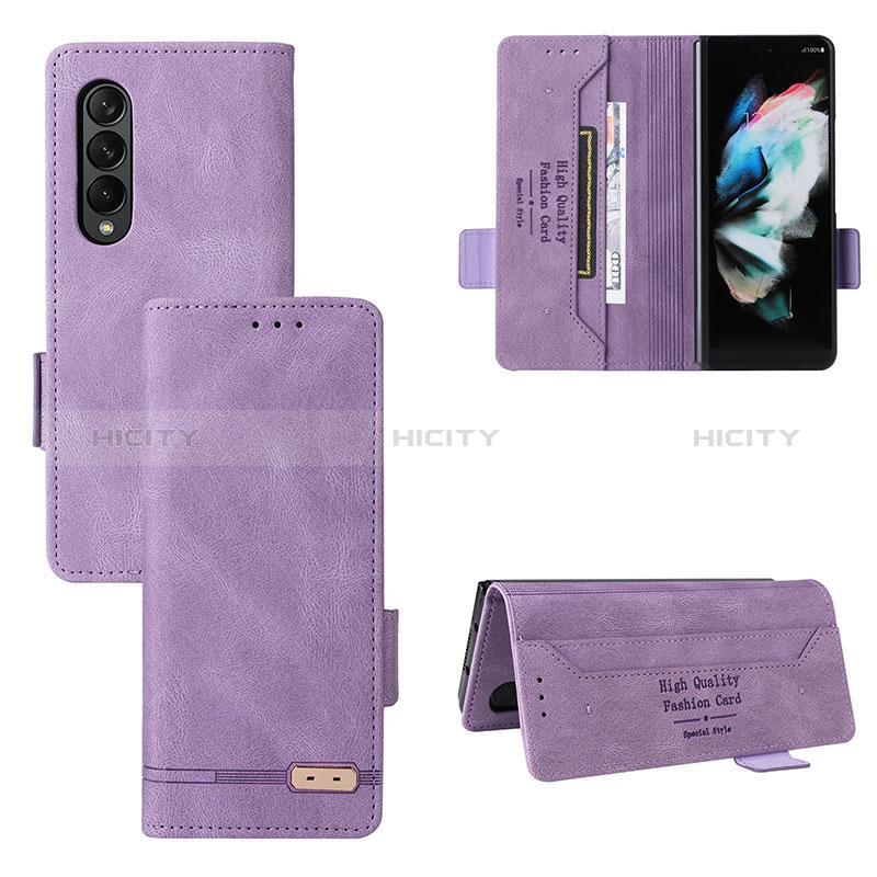 Coque Portefeuille Livre Cuir Etui Clapet L08Z pour Samsung Galaxy Z Fold3 5G Violet Plus