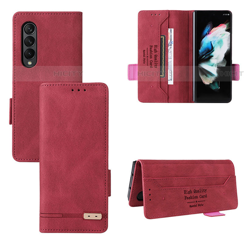 Coque Portefeuille Livre Cuir Etui Clapet L08Z pour Samsung Galaxy Z Fold4 5G Rouge Plus