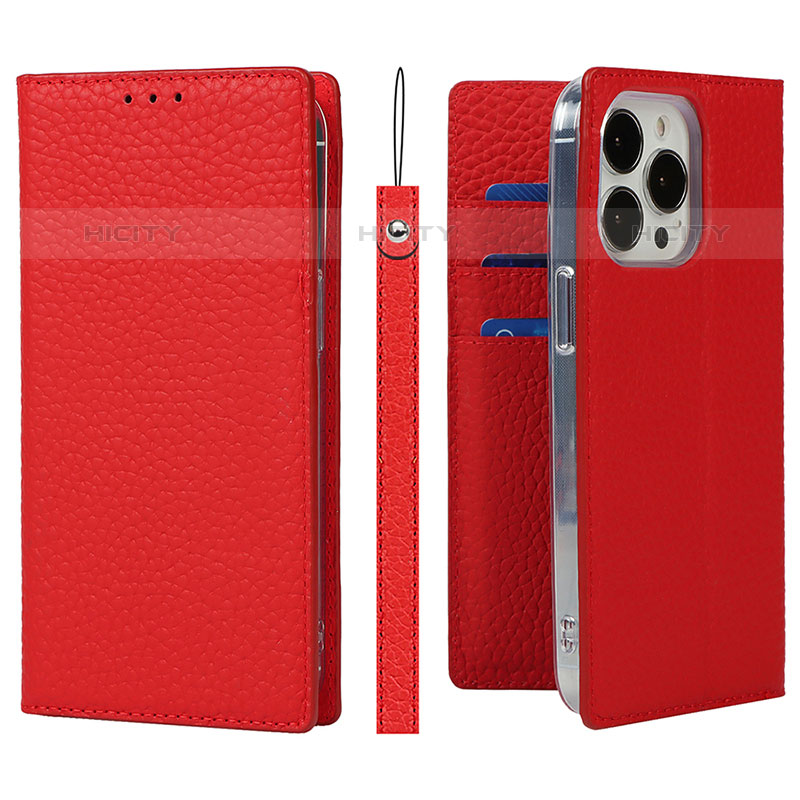 Coque Portefeuille Livre Cuir Etui Clapet L09 pour Apple iPhone 15 Pro Rouge Plus