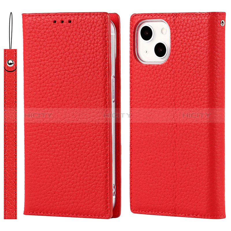 Coque Portefeuille Livre Cuir Etui Clapet L09 pour Apple iPhone 15 Rouge Plus