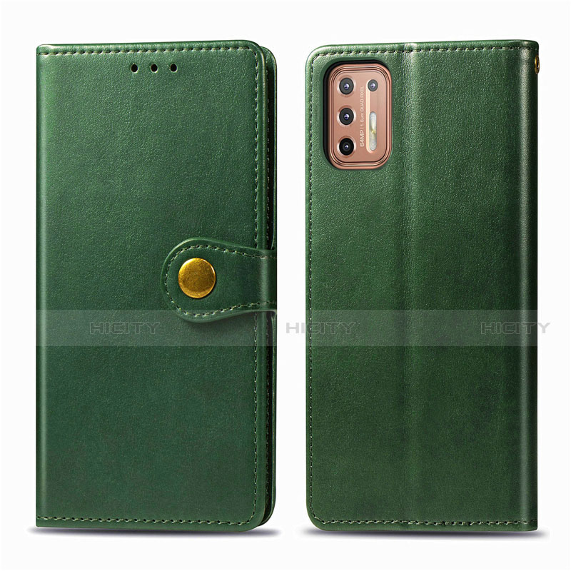 Coque Portefeuille Livre Cuir Etui Clapet L09 pour Motorola Moto G9 Plus Vert Plus