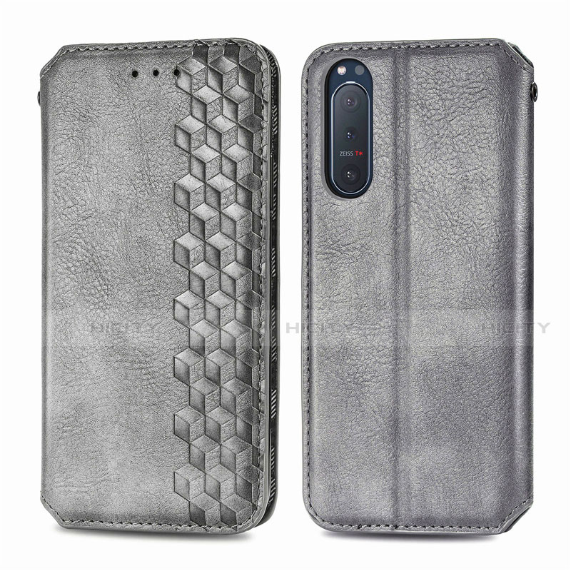 Coque Portefeuille Livre Cuir Etui Clapet L09 pour Sony Xperia 5 II Gris Plus