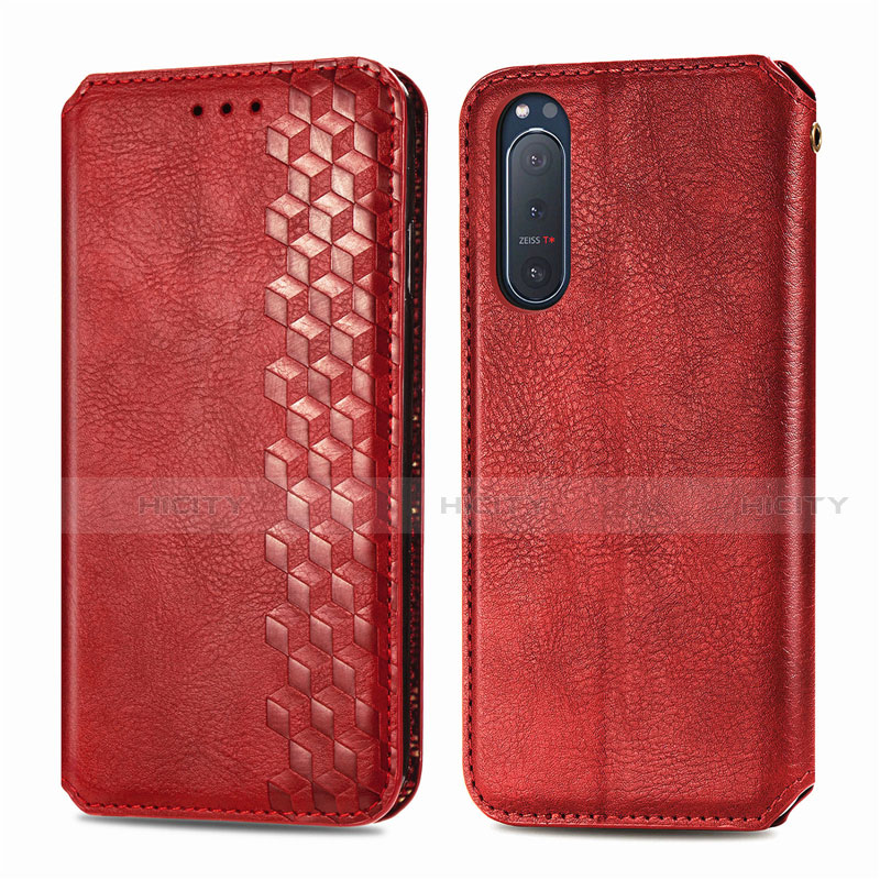 Coque Portefeuille Livre Cuir Etui Clapet L09 pour Sony Xperia 5 II Rouge Plus