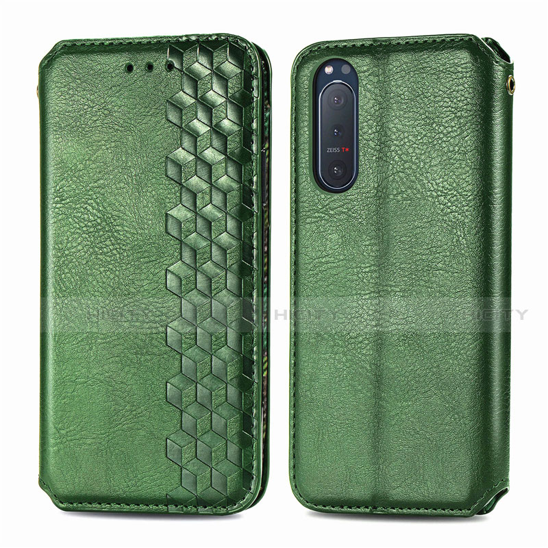 Coque Portefeuille Livre Cuir Etui Clapet L09 pour Sony Xperia 5 II Vert Plus